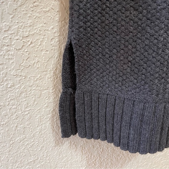 Tory Burch Sweater Henley Melange Wool Honeycomb Classic Minimalist Academia M - Picture 8 of 8